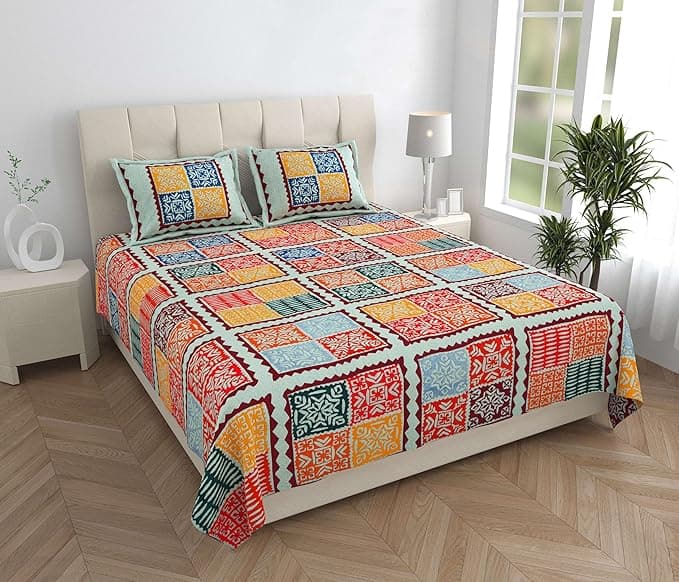 100% Pure Cotton Jaipuri Sanganeri Print Bedsheet